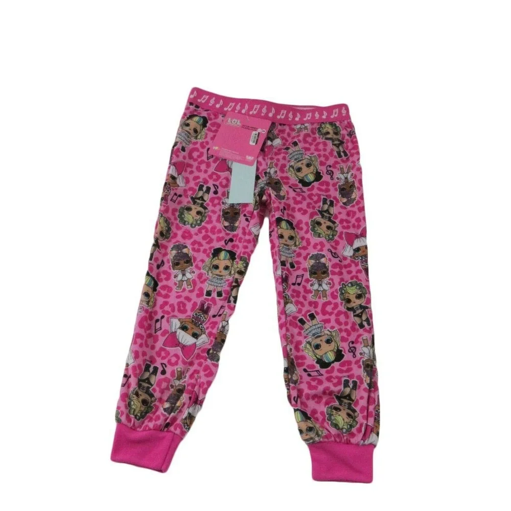 LOL Surprise Girls Pajama Pants Pink Leopard Print Music Notes Sleep Joggers XS